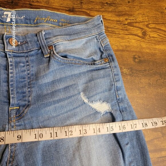 7 For All Mankind Jeans 28 Josefina Skinny Boyfriend Mid Rise Button Fly Stretch - Picture 8 of 13